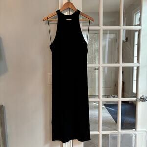 Old Navy Fitted Sleeveless Rib-Knit Midi Sweater Dress Ribbed Black Size Large